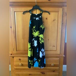 Floral Black Midi Dress